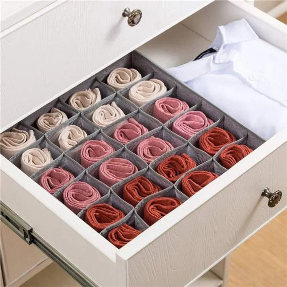 2 Pack Socks Underwear Drawer Organizer Divider, 24 Cell or 16 Cell Collapsible